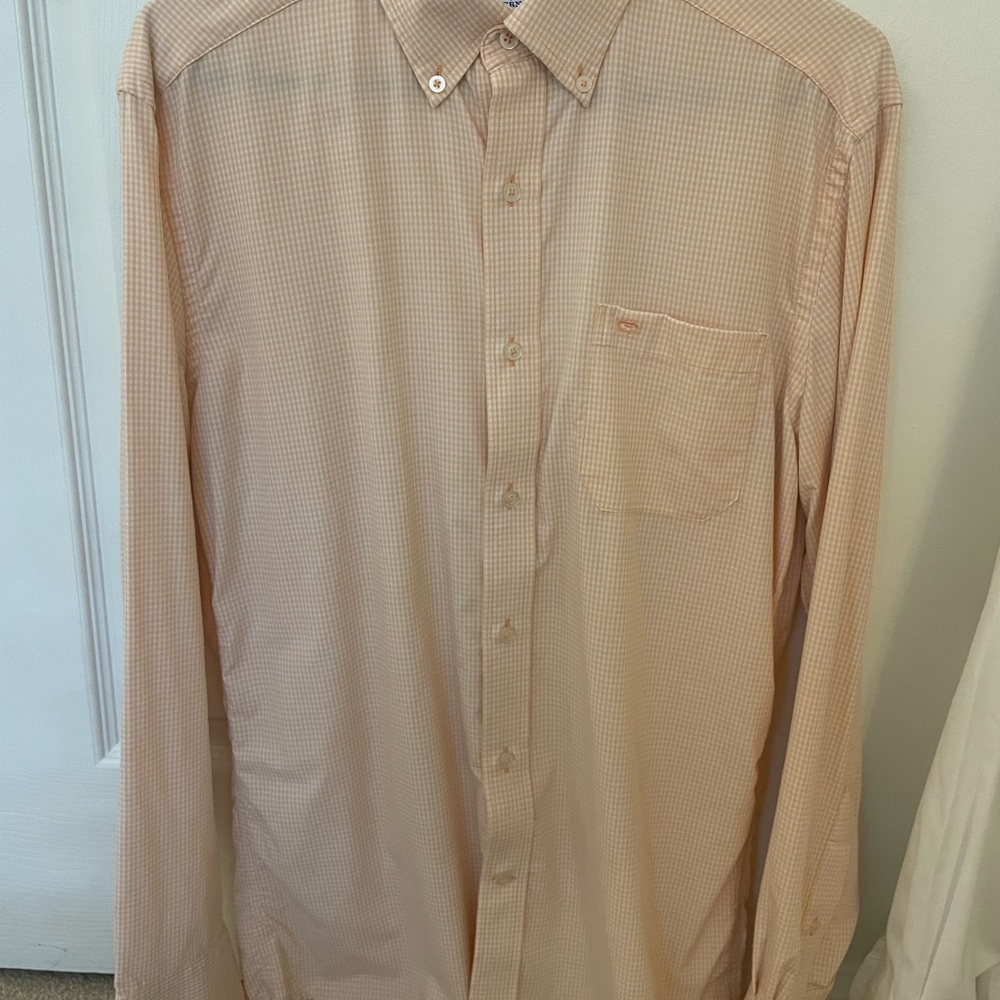 Southern Tide Orange Checkered Shirt